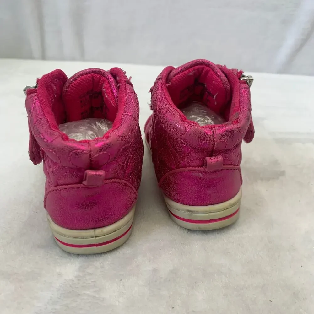 Garanimals Toddler Girls Sz 4 Metallic Hot Pink Quilted Hearts High Top Sneakers